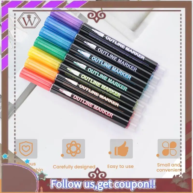 ABBG-Shimmer Markers Doodle Outline Dazzles: 24 لونًا معدنيًا بخط مزدوج مجموعة أقلام لامعة Super Squiggles Dazzlers Du