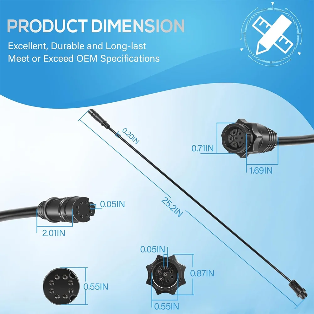 000-14068-001 7-Pin Transducer to Fishfinder and Chartplotter Adapter Cable Fits for Lowrance Hook²/Reveal & Cruise