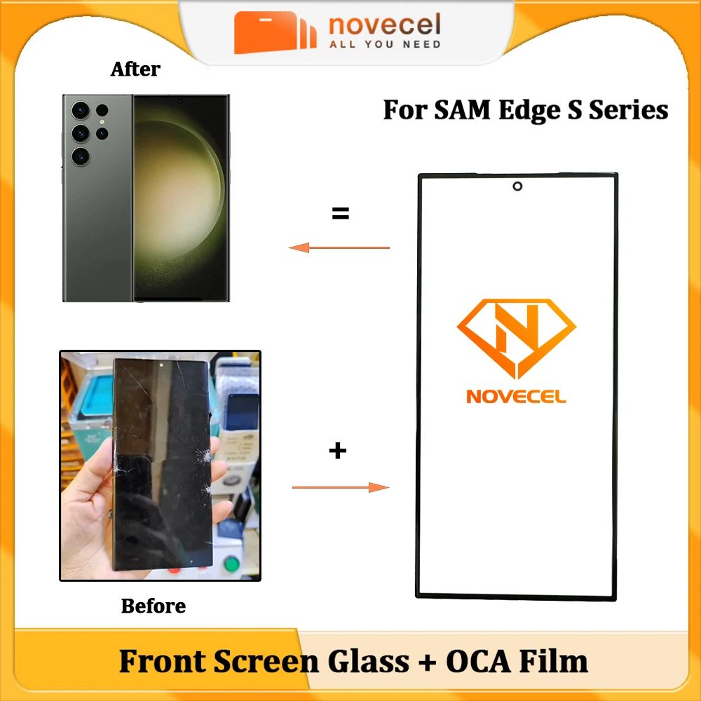 Novecel 5Pc For Samsung Galaxy S23U S22U S21U S20U Note20U Note10 Plus S20 S10 5G Ori Screen Front Glass+OCA Outer Glass Repair