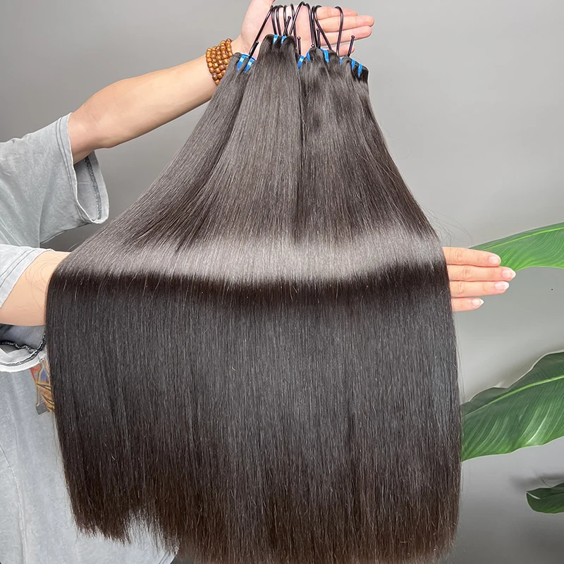 100% Unprocessed Raw Straight Vietnamese Hair Bundles Super Double Drawn Human Hair Extensions Natural Color Can bleach #613