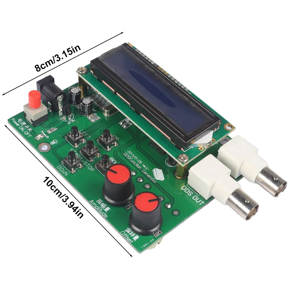 Gerador de sinal de função dds, módulo diy, kit de onda triangular de dente de serra quadrado senoidal, display lcd, gerador de frequência de pulso