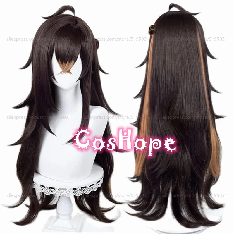 Dehya Cosplay Wig 80cm Long Brown Wig Cosplay Anime Cosplay Wigs Heat Resistant Synthetic Wigs