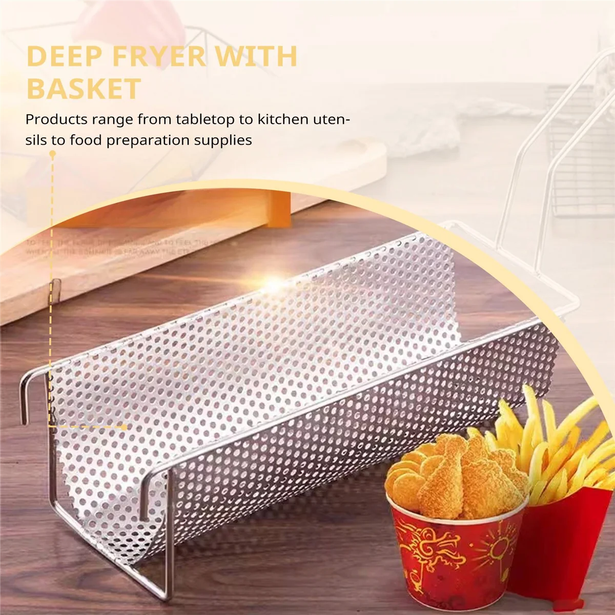 X11AA Stainless Steel Fried Basket Long Fry Potato Chip Container Best for French Fries Potato Chip Squeezers Kitchen Tool