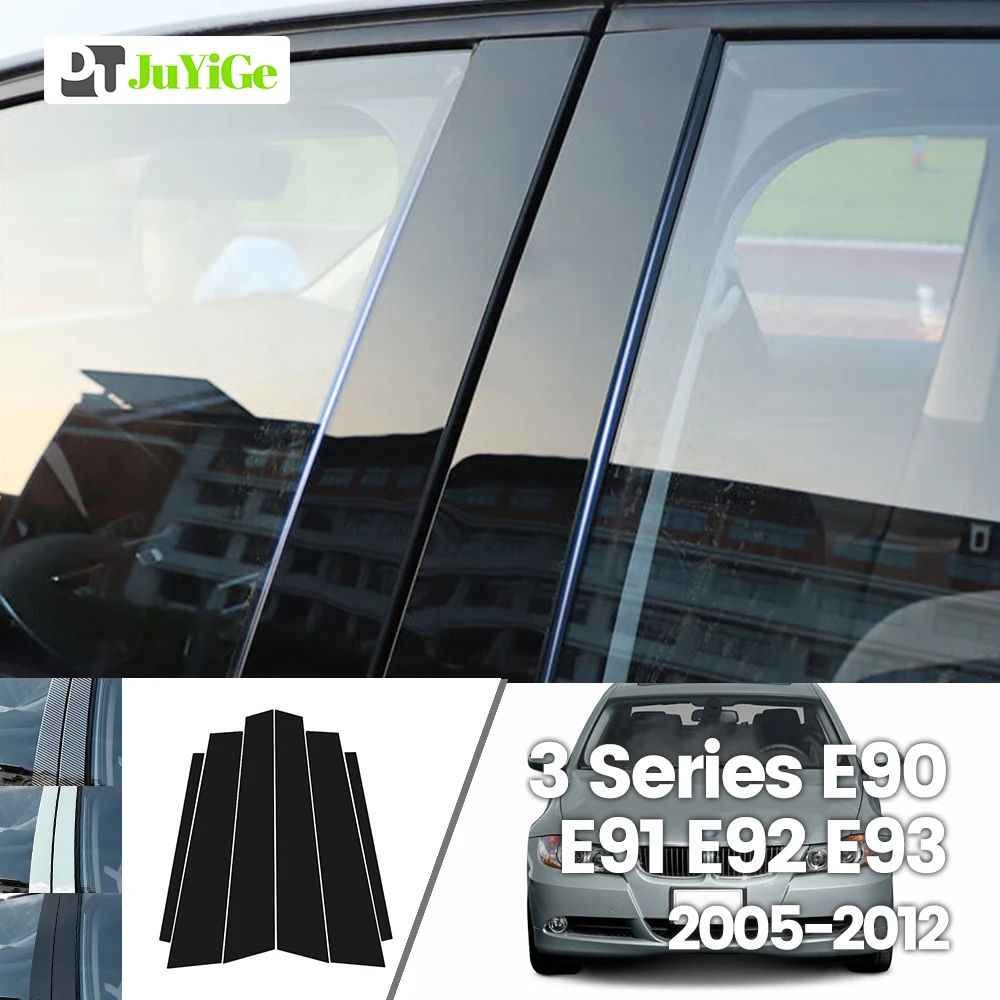 

For BMW 3 Series E90 E91 E92 E93 2005-2012 2006 Bright Black Carbon Fibre Window Door B C Sticker