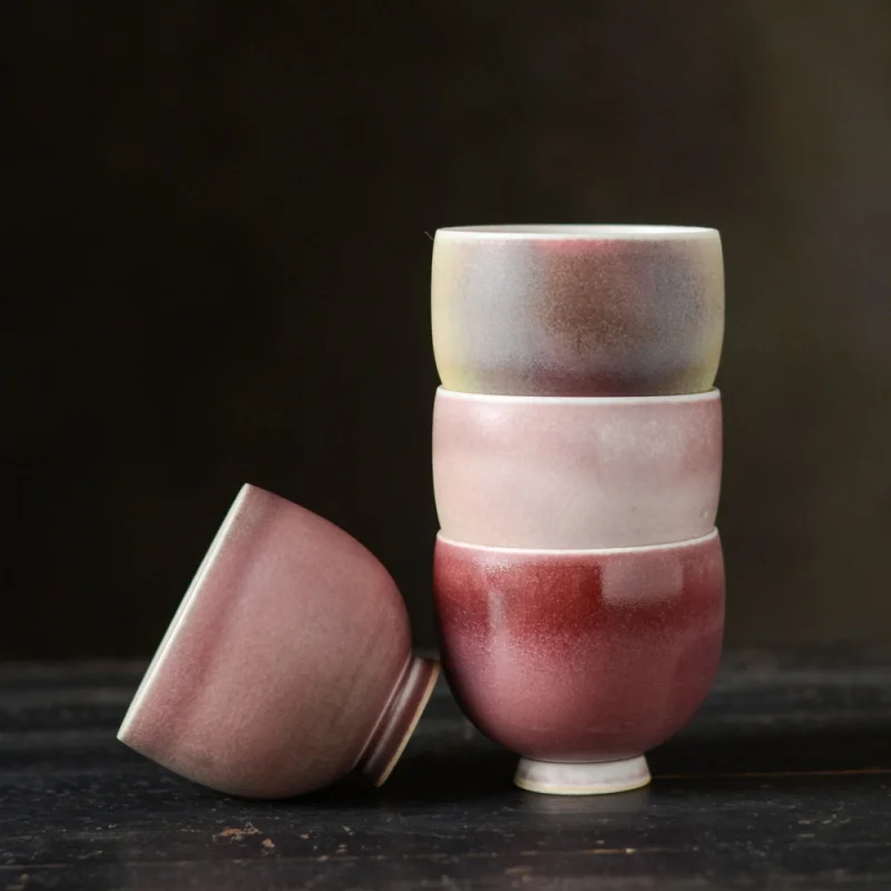 ★Jingdezhen Hand-Pulled Blank Soda Burning Ceramic Tea Set Tasting Cup Tea Cup Cup Water Cup Firewood Color Cup Egg Cup