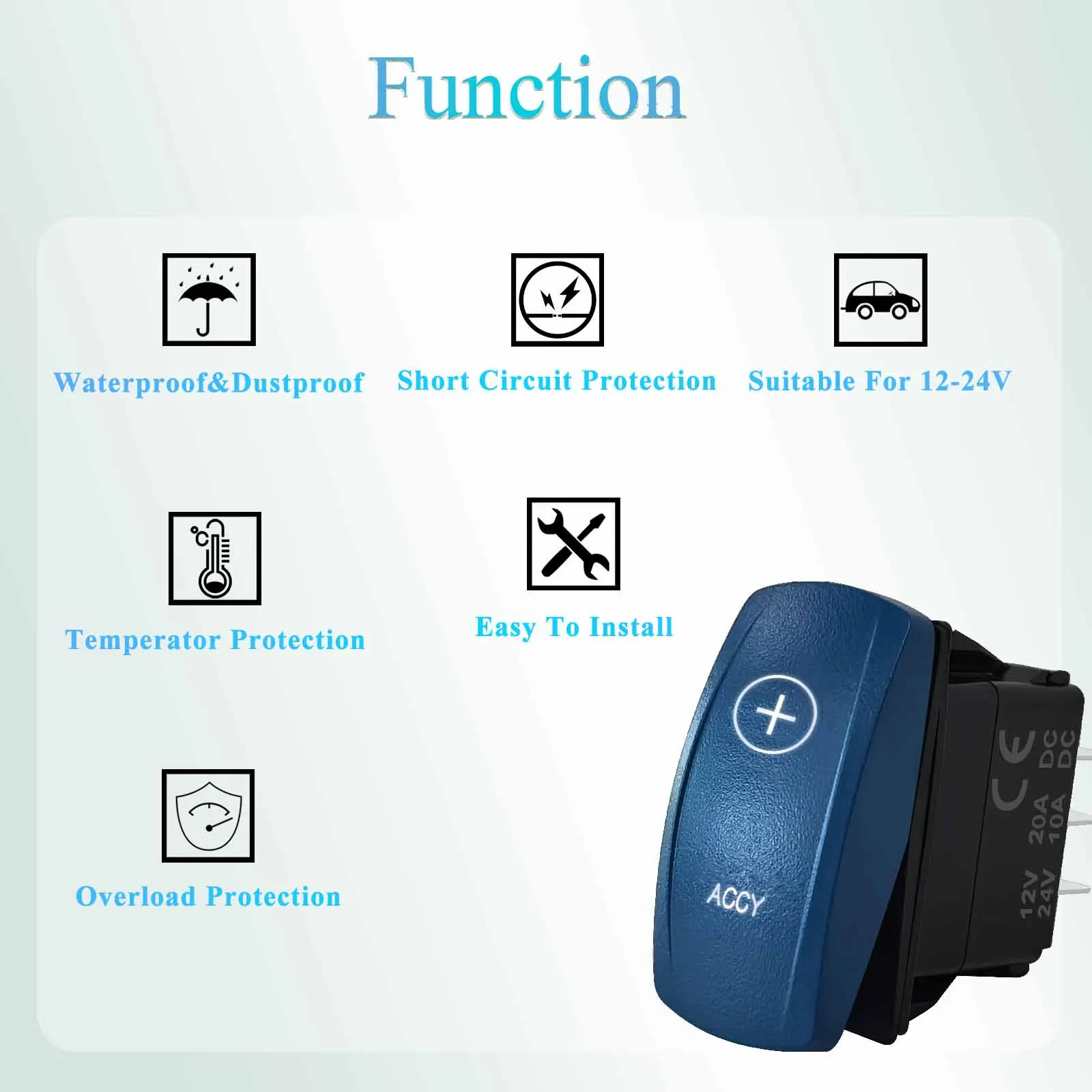 مفتاح هزاز بحري مقاوم للماء 12 فولت 24 فولت ثابت لحظة 5Pin SPST/7Pin DPDT مع إضاءة خلفية بيضاء لقارب يخت RV