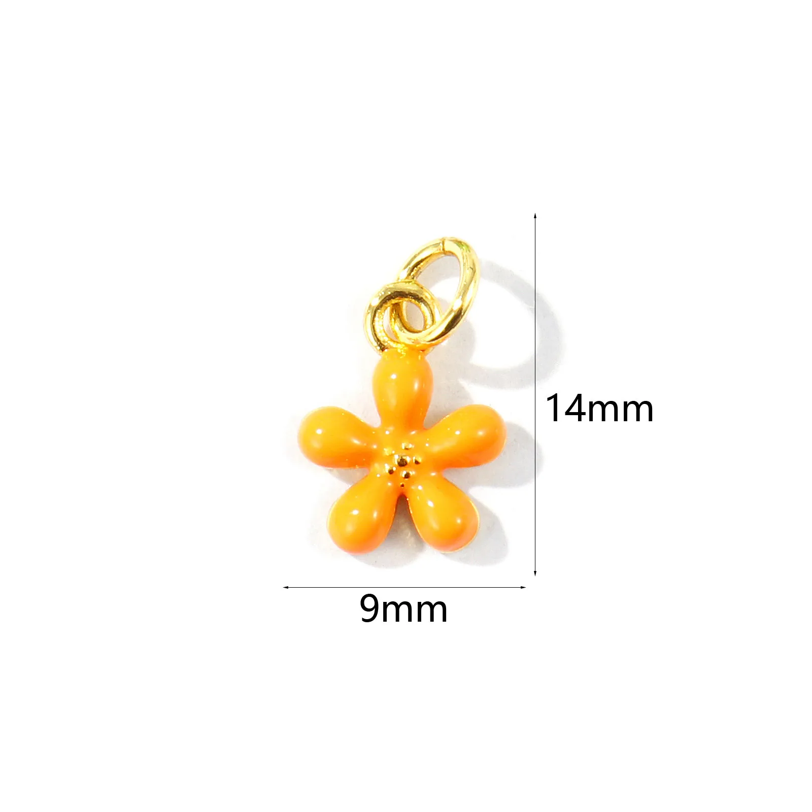 2 Stück Mini-Blumenanhänger, mehrfarbig, Emaille, Messing, 18 Karat vergoldet, Anhänger für DIY-Halsketten, Ohrringe, Schmuckzubehör, 14 x 9 mm – Detail 6