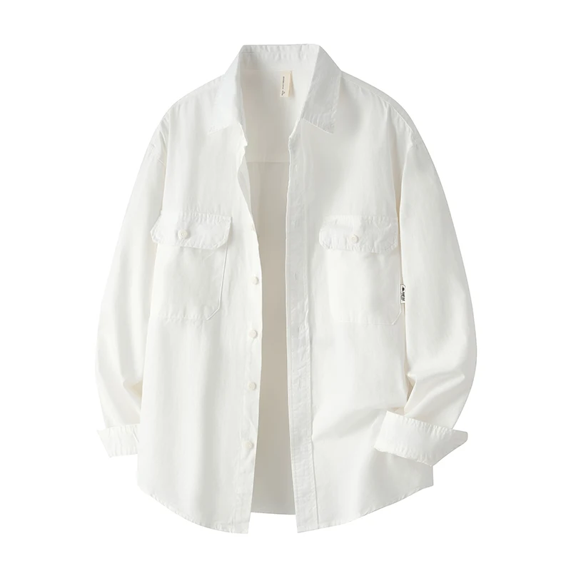 

Spring Autumn New Casual Solid Color Long Sleeve Shirts for Men Clothing Pure Cotton Loose Soft Streetwear Shirt