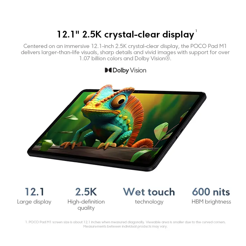 Tablets POCO PAD M1 Global Version Android Snapdragon 7s Gen 4 12.1' 120Hz 2.5K Display 12000mAh 33W Fast Charging Pad PC - 6