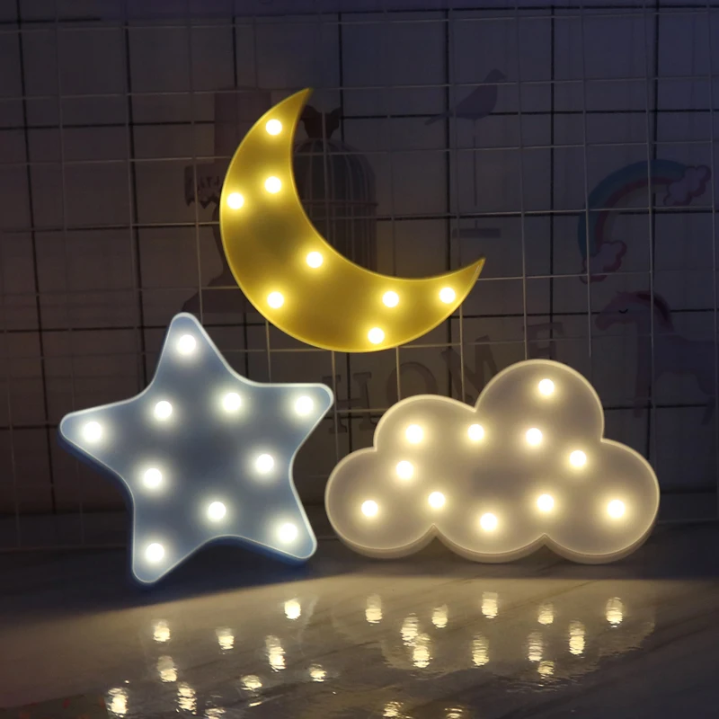 3D Christmas LED Night Lights Party Decor Star Moon Cloud Shaped Christmas Led Lamp Kids Room Decor Christmas Gifts