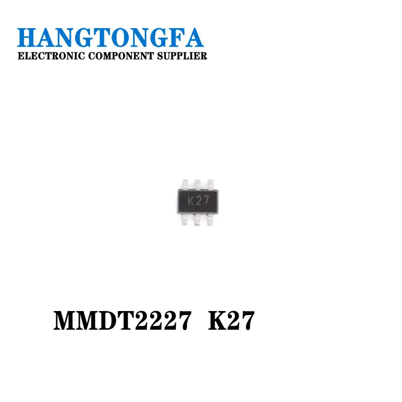 50PCS IC  MMDT2227 K27 SOT-363 40V 600mA NPN+PNP transistor  NEW and Original IN STOCK