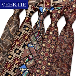 VEEKTIE Brand 9cm Width Vintage Neckties Men Fashion Paisley Print Stylish Shirt Suits Colorful Patchwork Luxury Pattern Cravate