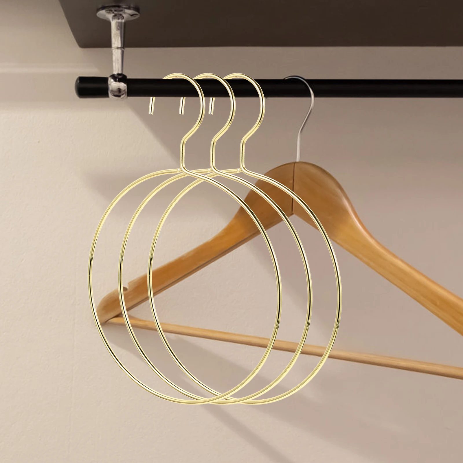 

4pcs Golden Metal Scarf Hangers Closet Storage Rack Tie Clothes Hangers Organizer Heavy Duty Wardrobe Accessories
