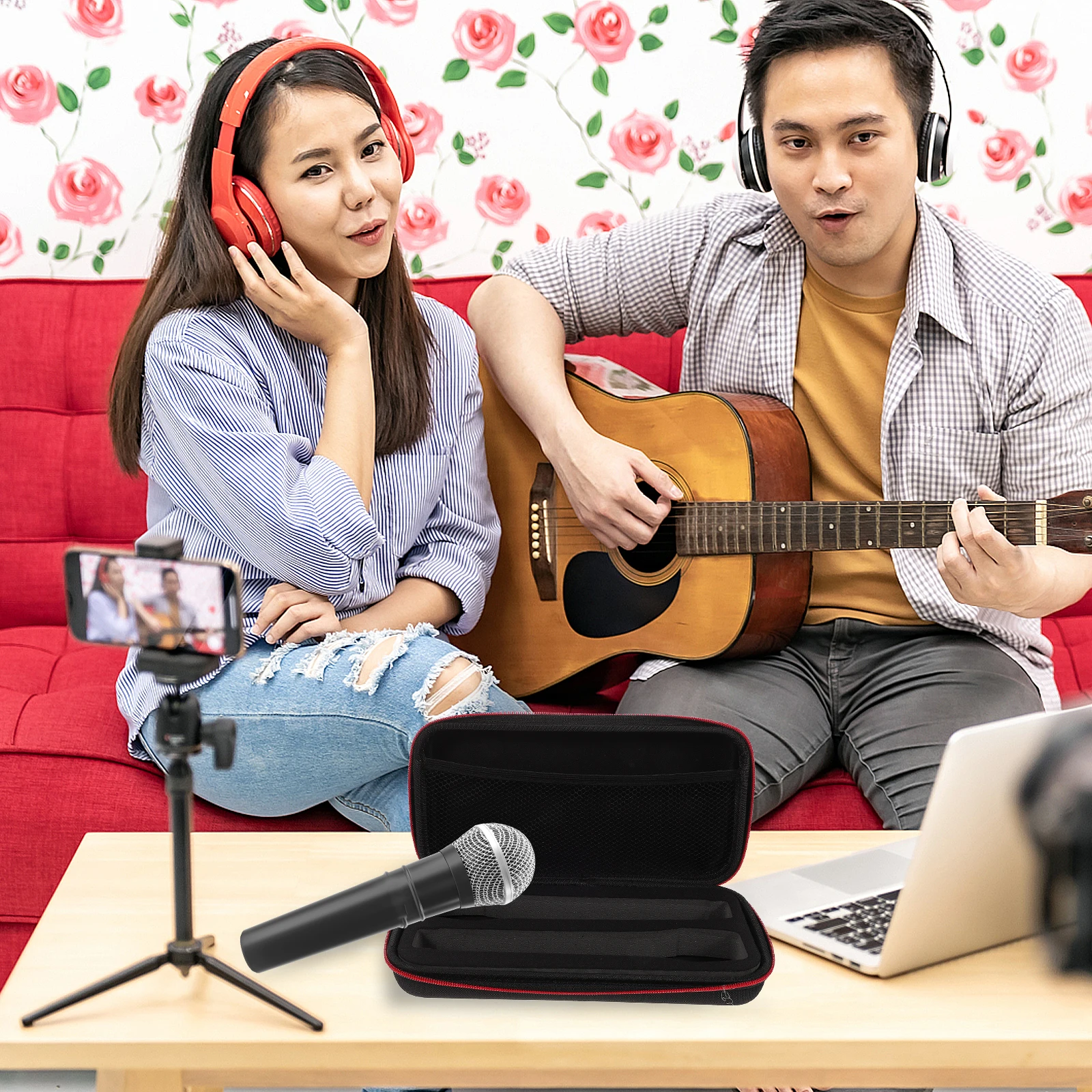 

1Pcs Mic Carrying Bag Compact Microphone Organizer Protective Storage Pouch Shockproof Pressure-Resistant Universal Mic Case