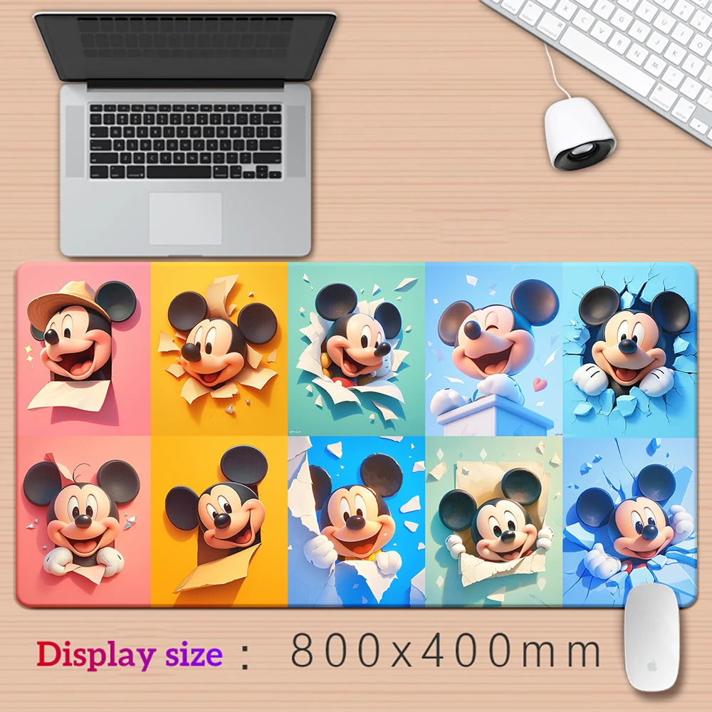 MINISO Mickey Mouse Cartoon Printing XXL Mousepad Computer Lock Edge Natural Rubber E-sports Desk Pad Large Gaming  Mouse Pad