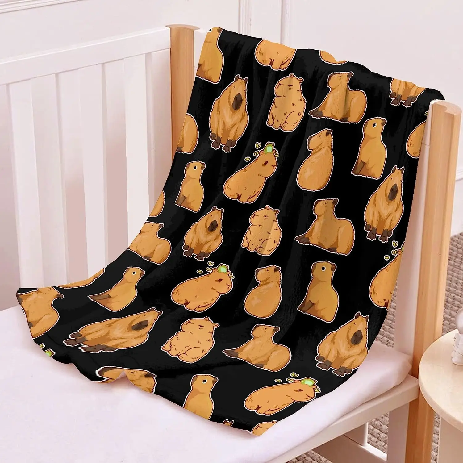 Capybaras Blanket Gift for Kids Boys Girls Animals Lovers-90x120 Inches Soft Flannel Blankets Cutes Capybara Cozy