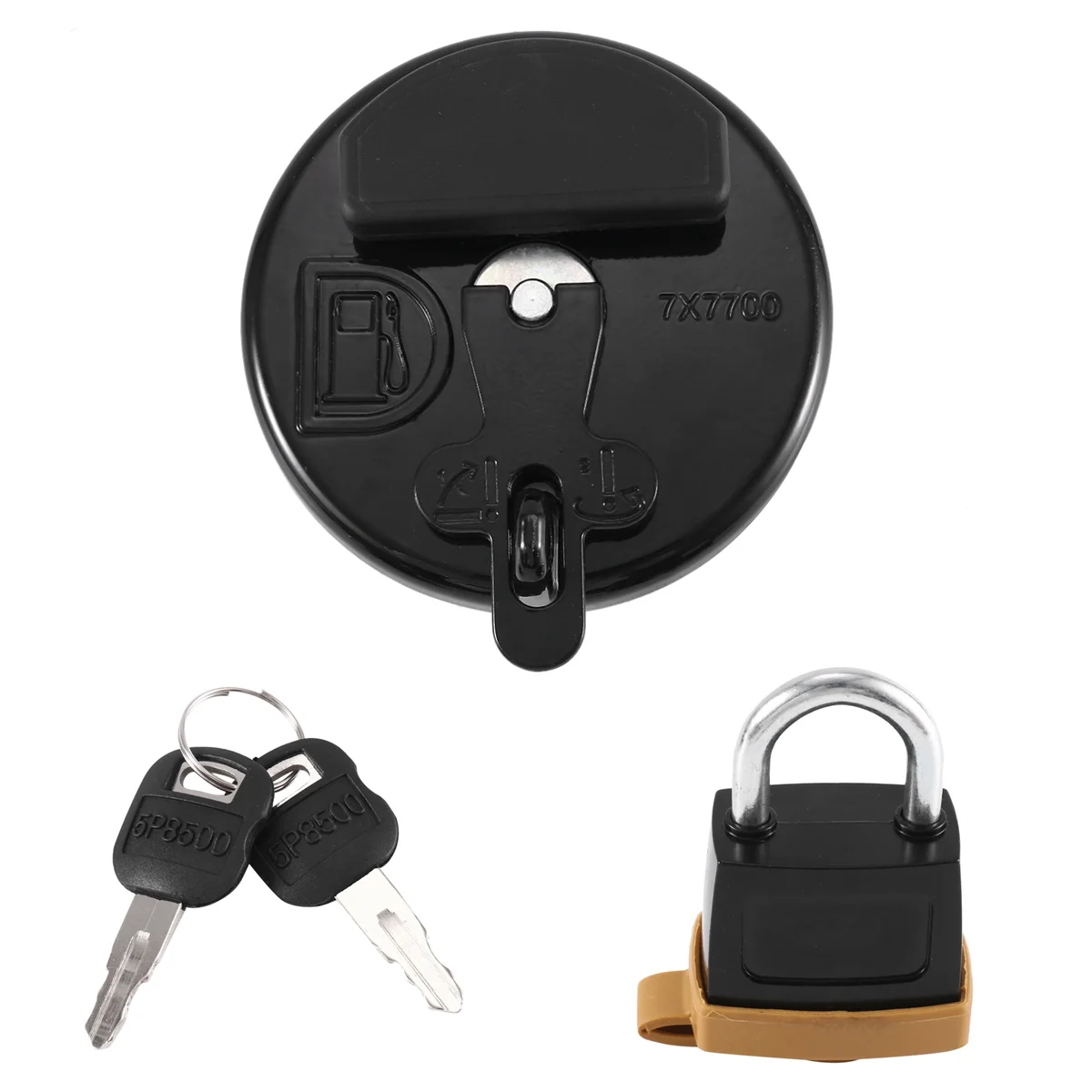 

Locking Fuel Tank Cap with Padlock 7X7700 for Caterpillar CAT Dozer Excavator D6R D5C 311D 312D 320D 321D 323D Black