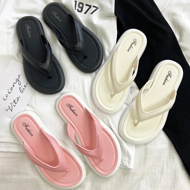 Flip-flops female summer wear fashion thick bottom home indoor bath non-slip soft bottom new flip-flops