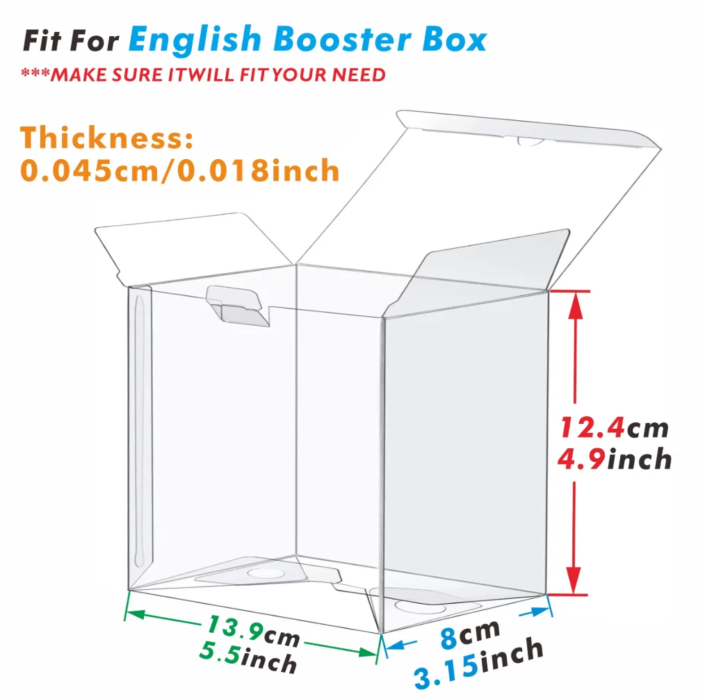 5/10PCS Booster Box Case 0.45mm Thick Clear Storage For Booster Box Case Display Protectors Compatible with English Booster Box