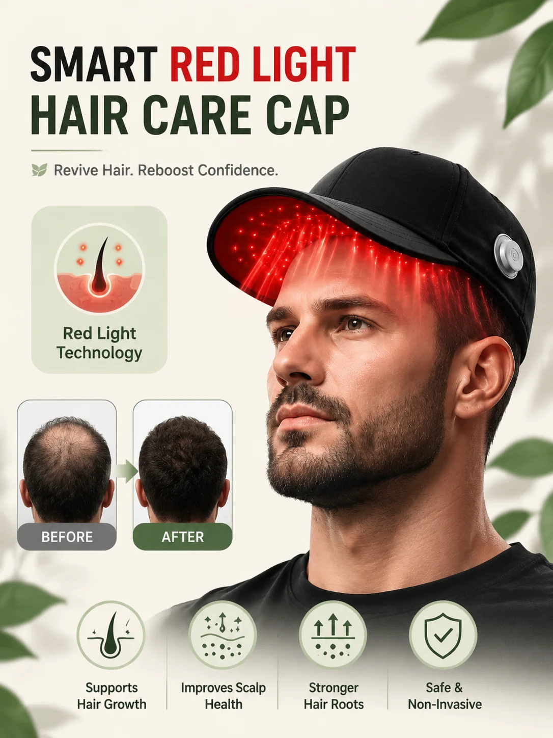 cap for hair growth Therapy Hair Growth Cap Red Light 650nm Hair Loss Treatment Scalp Care Device for Thinning Hair Men Women