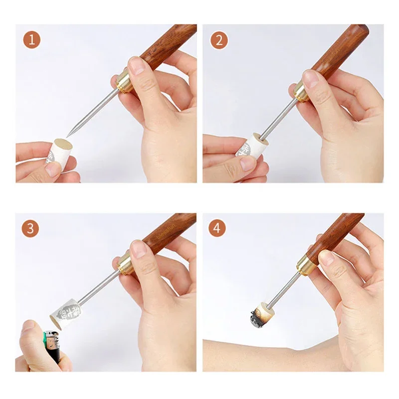 Moxa Roller Stick Moxa Roll Extender Awl Moxa Cone Roller Accupuncture Moxibustion Therapy Burner Device Ignite Tool