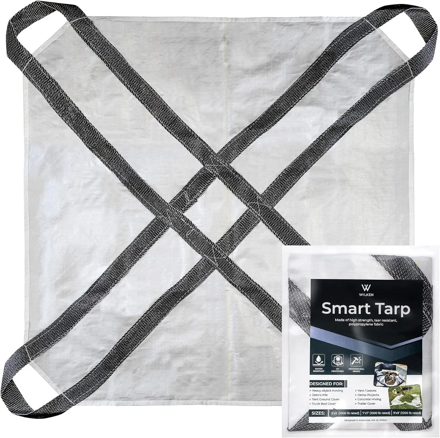 

Прочный водонепроницаемый тент 5x5 метров с усиленными ручками для двора, сада, строительства, кемпинга