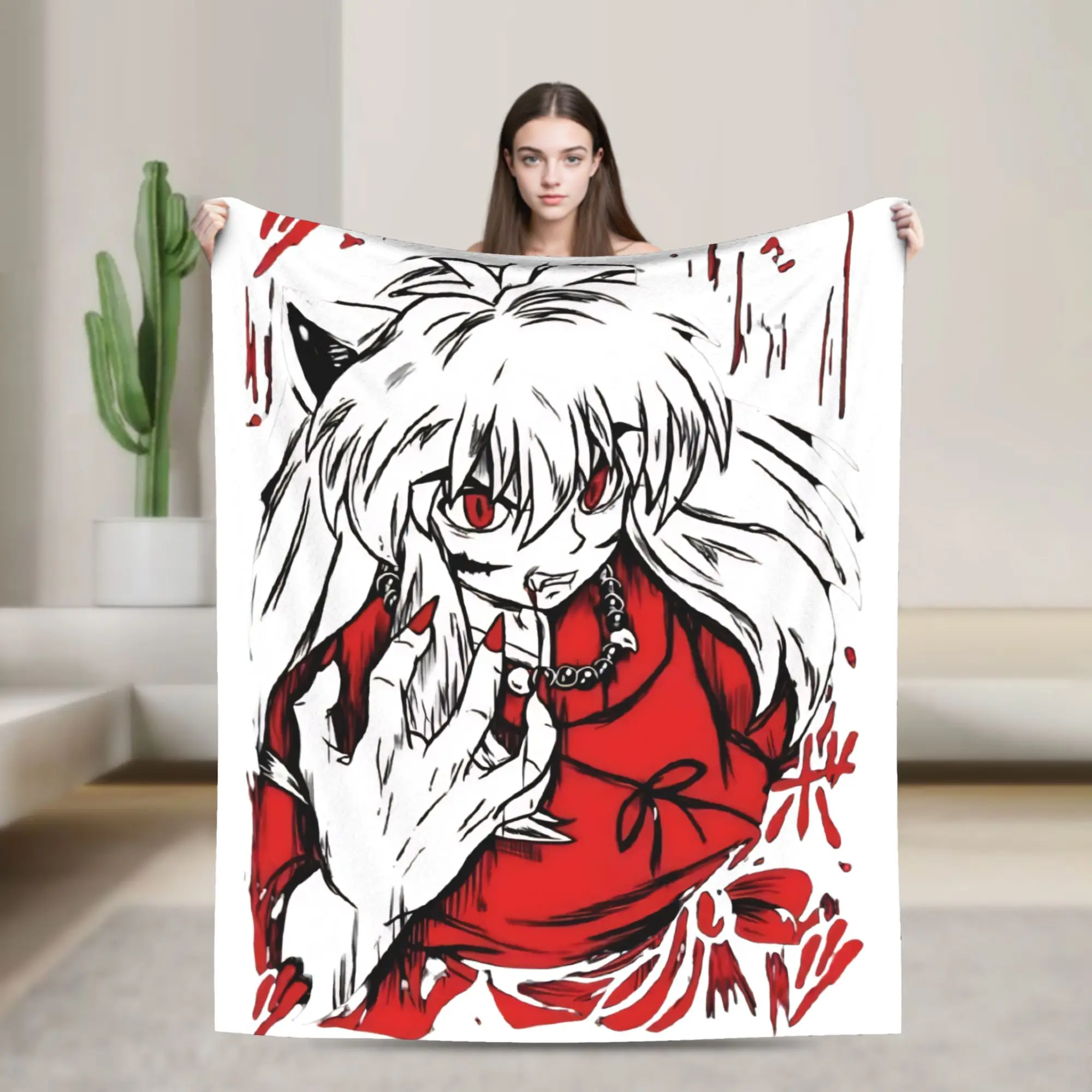 The Half Beast  Blanket Flannel Summer Air Conditioning Inuyashas  Multifunction Throw Blankets for Bed Couch Bedding Throws