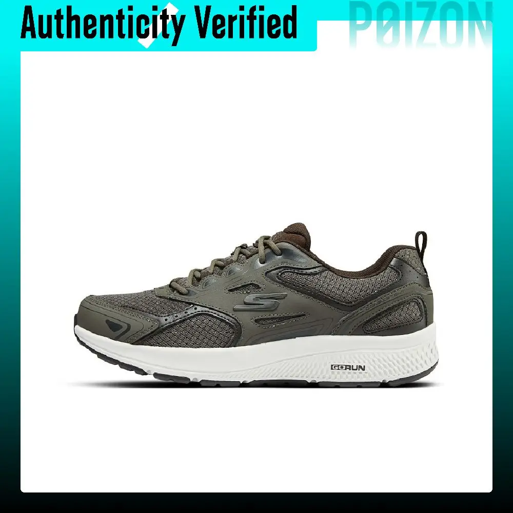 skechers-mesh-cow-leather-low-top-casual-running-shoes-men's-olive-brown-220034-brn