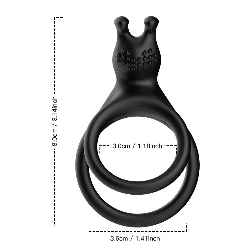 Men's , Silicone Elastic ,Semen Lock Ring, Black Soft Lifting Large Double Ring, Sex Products, Sex Toys
