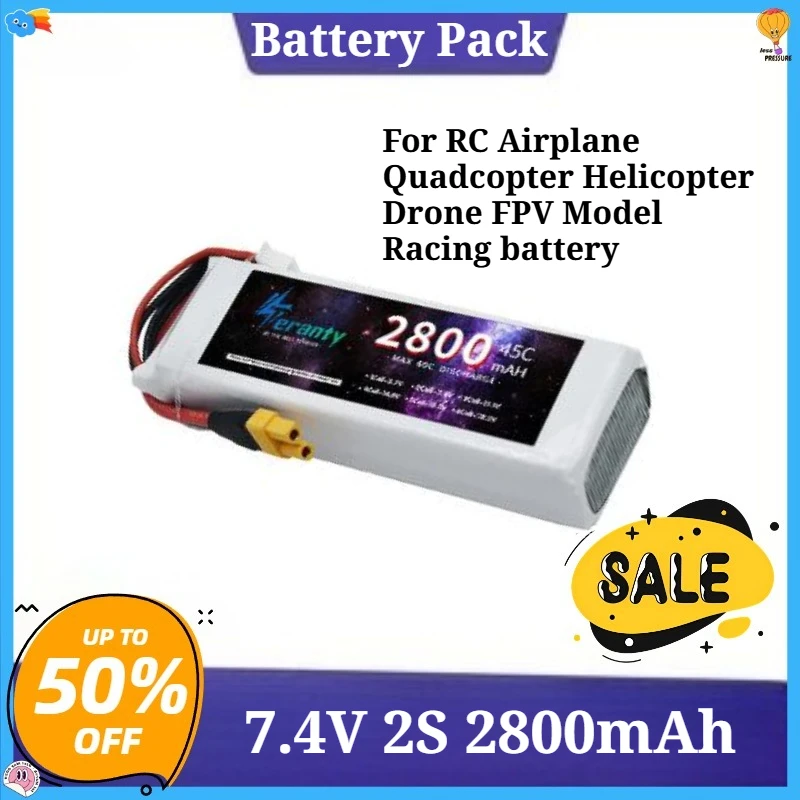 

7.4V Battery 2S 2800mAh Lipo Battery 7.4V 45C DEANS XT60 For RC Airplane Quadcopter Helicopter Drone FPV Model Racing