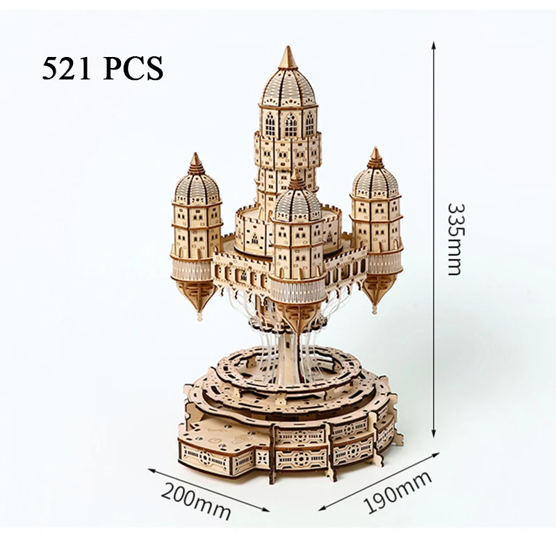 NEW DIY Wooden City in the Sky 3D Puzzles Miniature Model Kits Jigsaw with Music for Friends Birthday Gifts