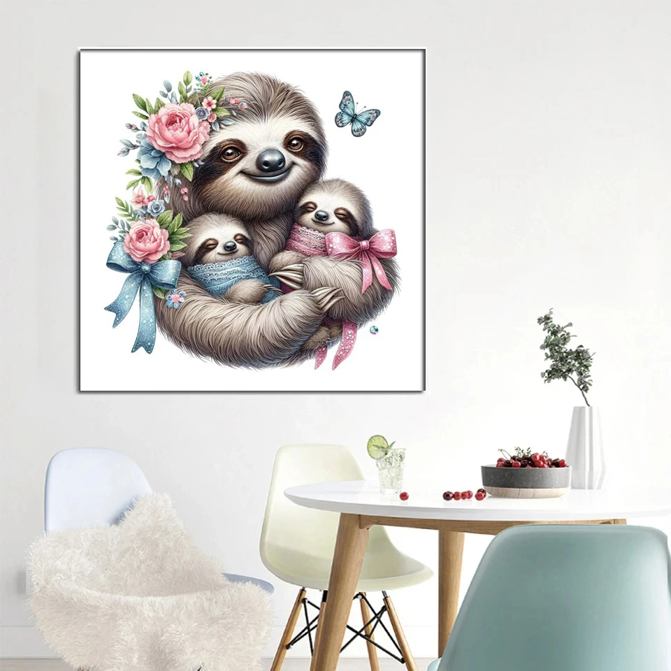 Sloth Mother's Day 5d Diamond Mosaic Embroidery Kits Diy Cross Stitch Full Drill Rhinestones Home Decoration