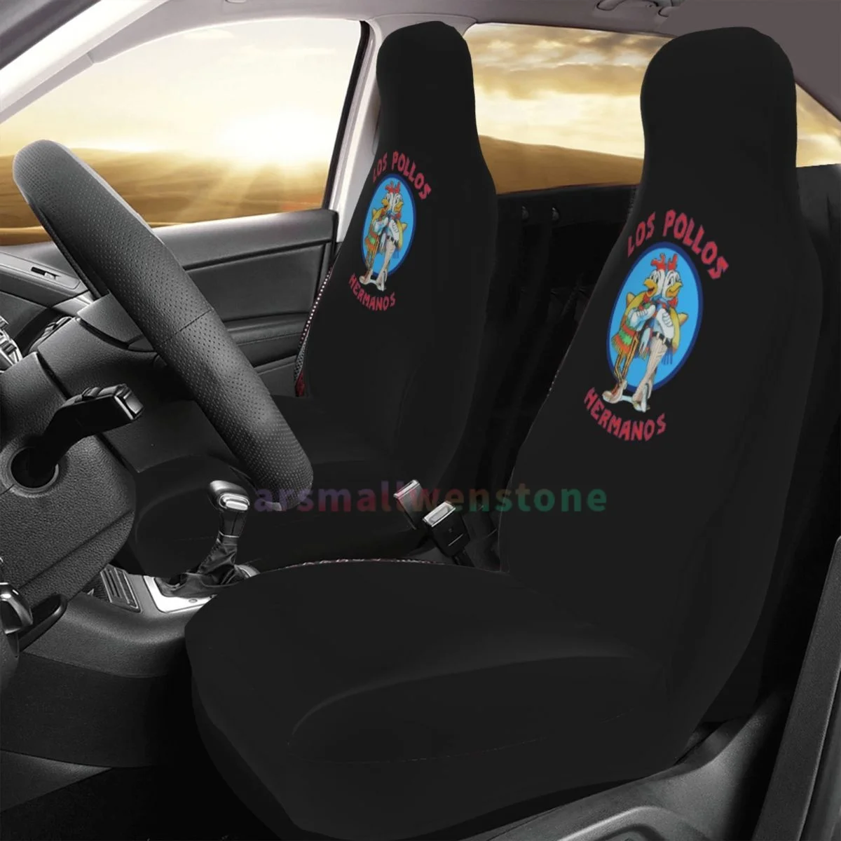 

LOS POLLOS Hermanos Funny Printed 2PCS Car Seat Cover Seat Cover Anti Fouling and Convenient Protective Cover Unique Style