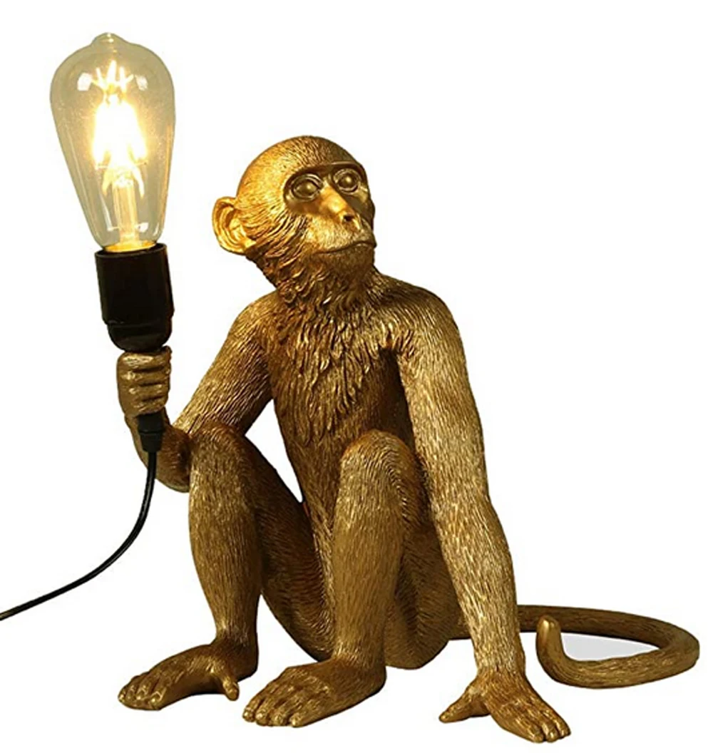 Modern Gold Monkey Table Lamp Sitting Monkey Light E26 Home/Office Decor Light Fit for Bedroom Living Room