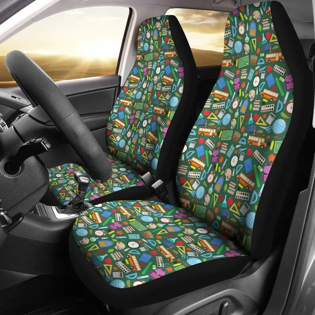 Teacher Print Pattern Seat Cover Car Seat Covers Set 2 Pc, Car Accessories Car Mats