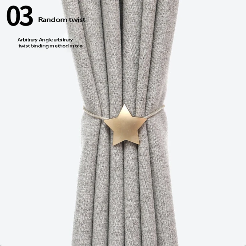 Hebilla magnética para cortina con forma de estrella y Luna, soporte magnético para alzapaños, Clip para cortina de ventana, correa para decoración del hogar