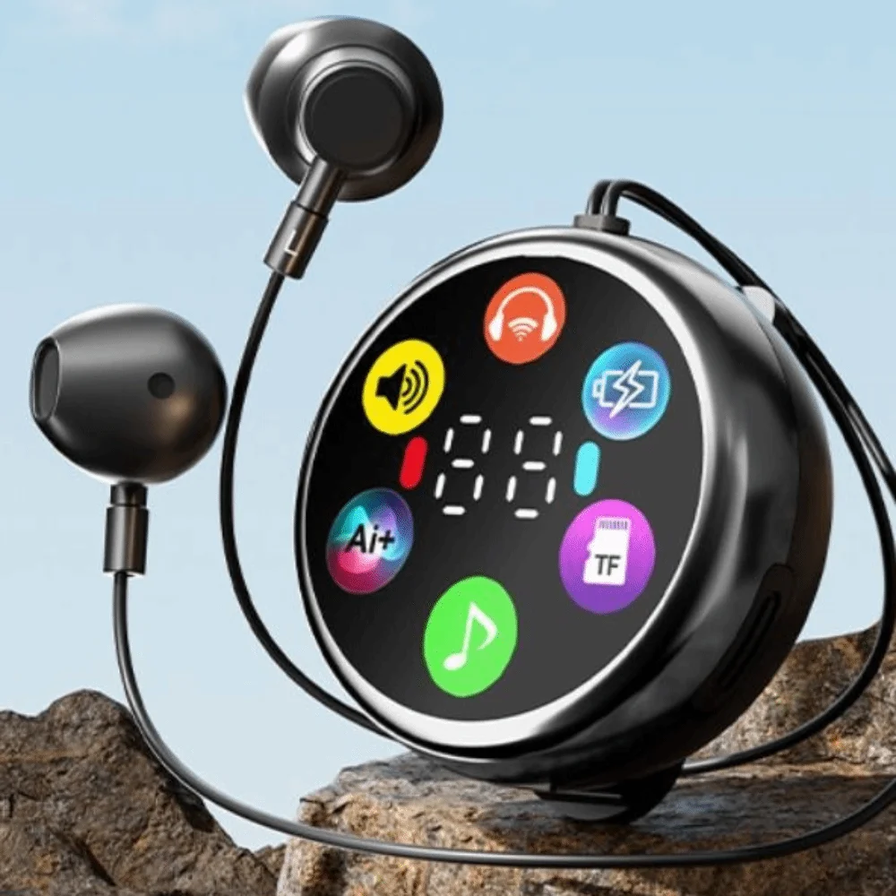 LED Display Bluetooth Earphones Noise Reduction LED Color Screen Clip-On Earphones HIFI Stereo Smart Button Control