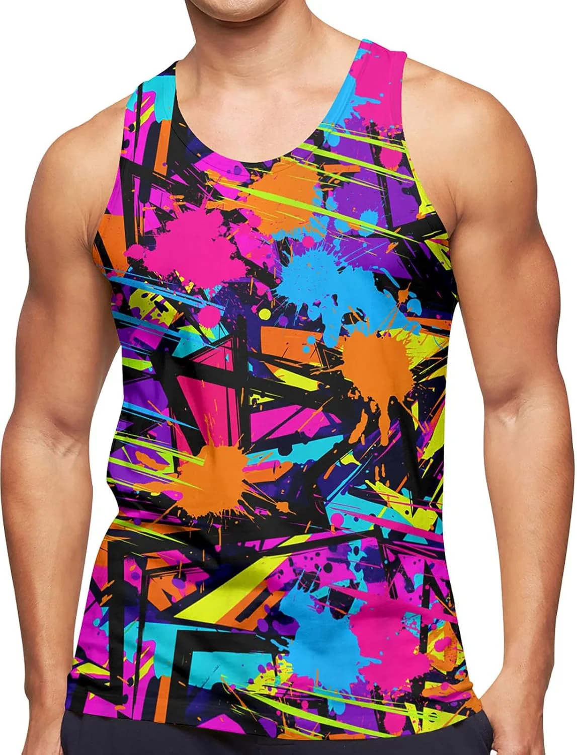 Image of Hawaiianische Schlafhemden für Herren, lässig und sportlich, bedrucktes Tank-Top, ärmelloses Top, T-Shirt, Baumwolle, Sport-Sweatshirt für den Sommer