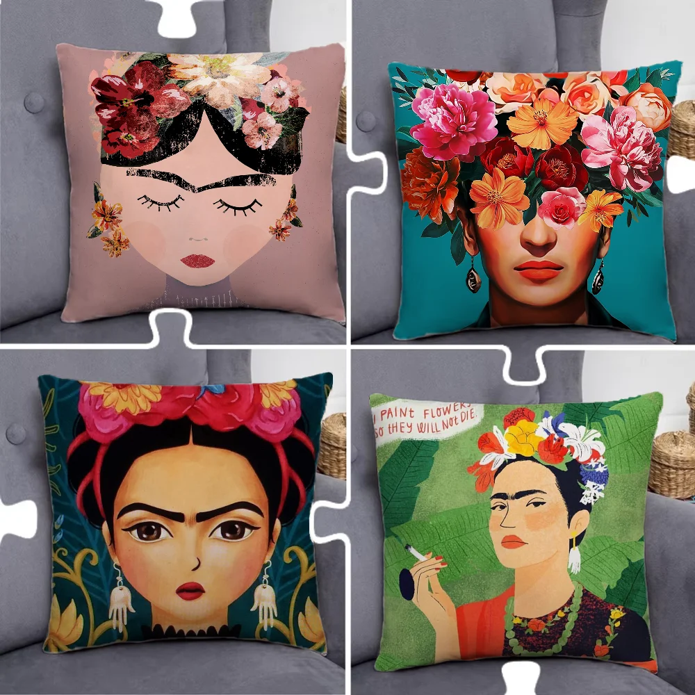 F-Frida K-K Women Art  Pillow Case Pillowcase Home Sofa Cushions Car Cushions Pillowcover Office Pillowshell Pillow