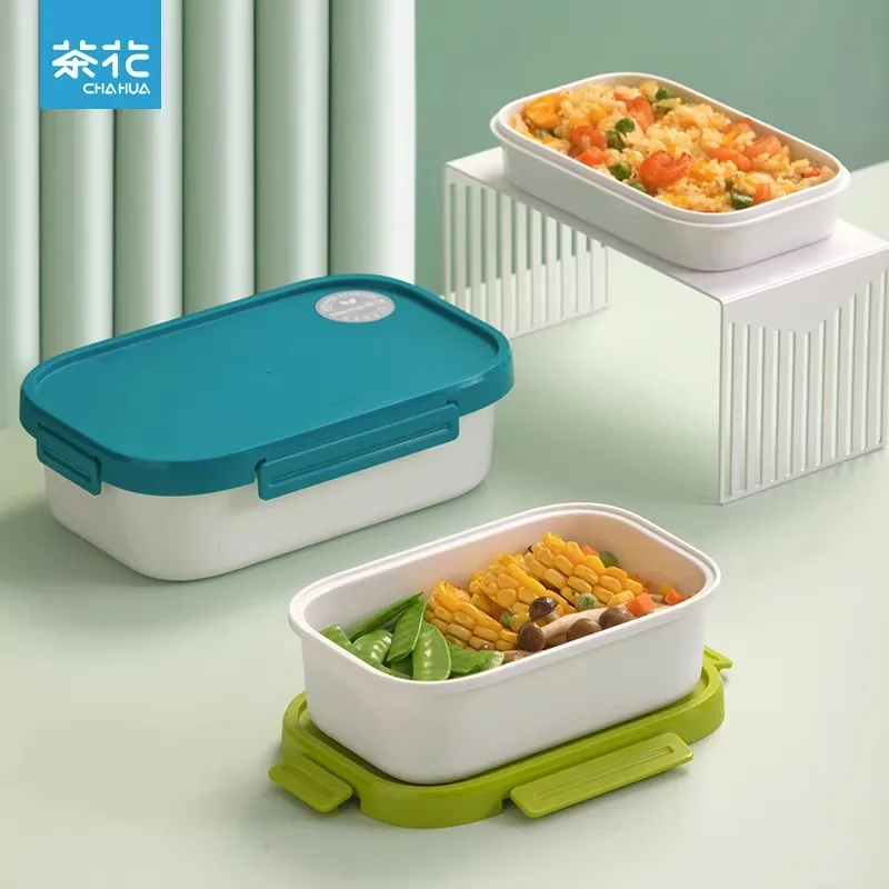 

CHAHUA-Bento Box with Double Layer Partition, Plastic Lunch Box for Student, Refrigerator Storage, Microwave Heating Food Box