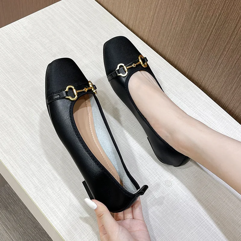 Real Leather Women Round Toe Flats Single Shoes Spring Autumn Ladies Dressy Loafers Office Ballerinas Femme Luxury Shoes 35-42