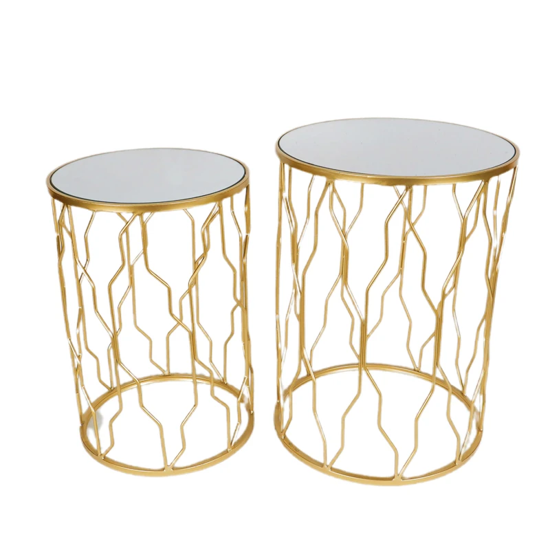 Nest Gold Coffee Tables Set Modern Design Round Side End Table Luxury Golden Mirror Speaker Coffee Table