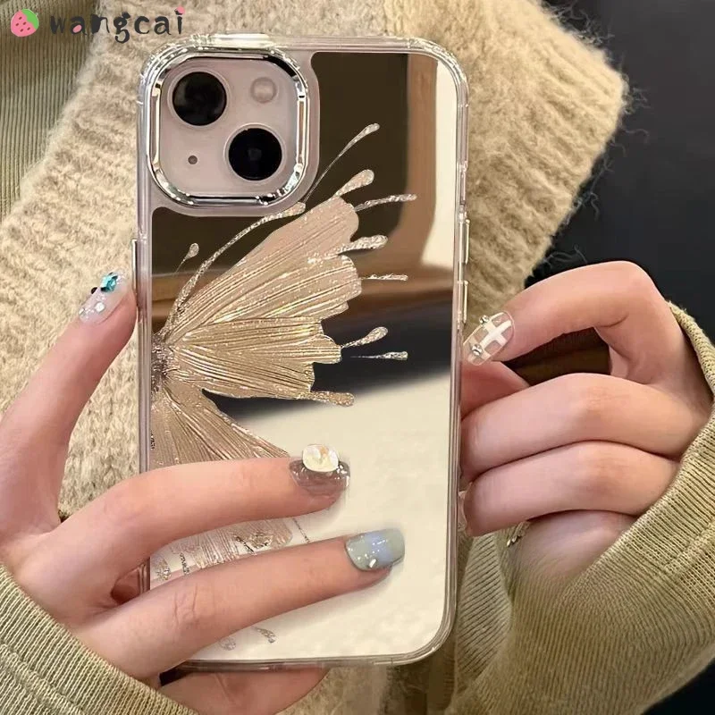 For Motorola Moto G22 E32 G75 G15 Power G05 G04S E15 S50 E22i E20 E13 E7 Edge 50 Fusion 40 Neo Pro Case Butterfly Mirror Case