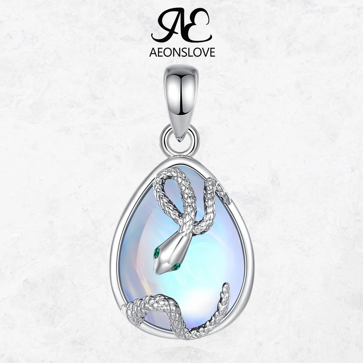 

AEONSLOVE каплевидный кулон с лунным камнем, посеребренное ожерелье в виде змеи, амулет, ювелирные изделия из целебного камня, духовные подарки для женщин и мужчин
