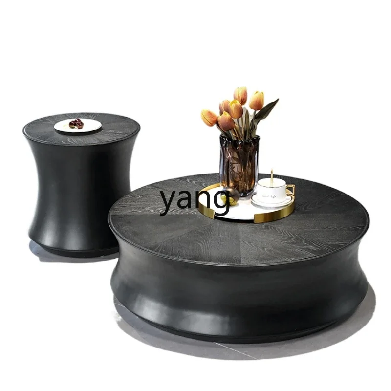 

Yjq Minimalist round Tea Table Advanced Modern Black Light Luxury Combination Living Room Furniture