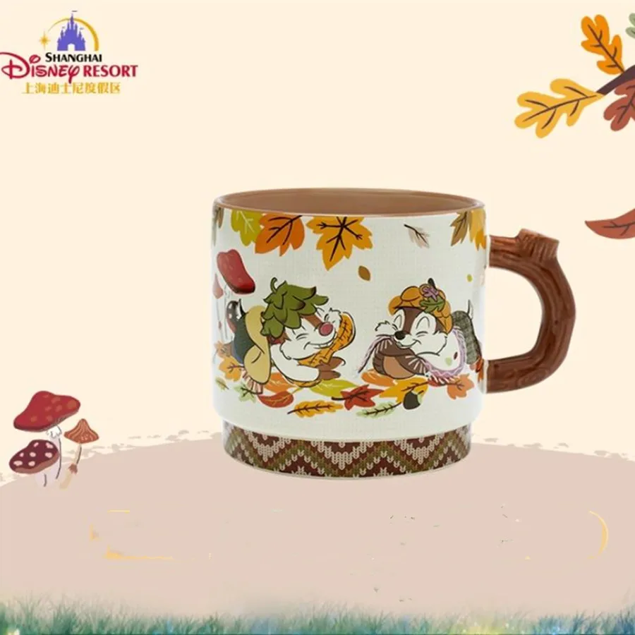 

Original Shanghai Disney Chip and Dale Autumn Forest Language Series Mug Home Ceramic Water Cup