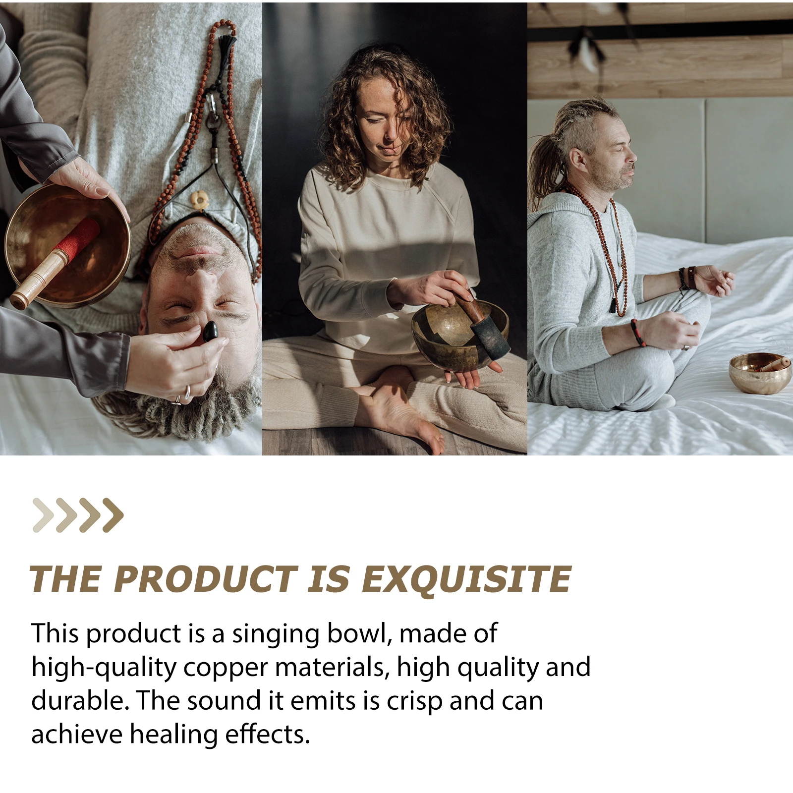 

1Set Singing Bowl Set Copper Meditation Bowl Crisp Sound Healing Music Instrument for Yoga Decoration Study Space