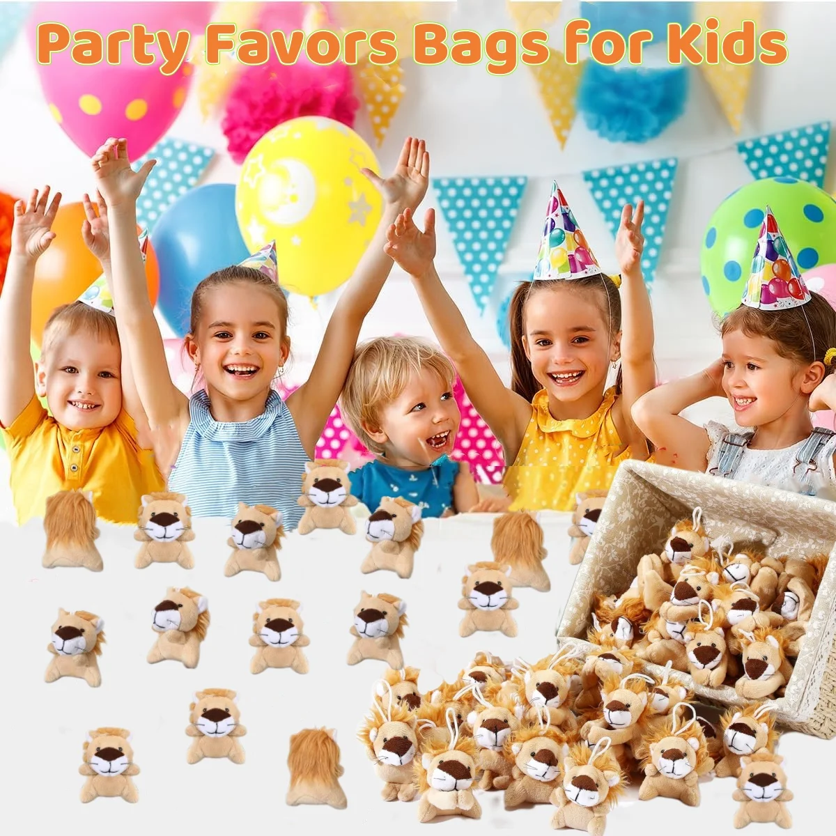 30-100PCS Mini Animal Lion/Tiger Plush Toys 6.5cm Small Stuffed Lions/Tigers Bulk for Party Favors Classroom Prize Bags