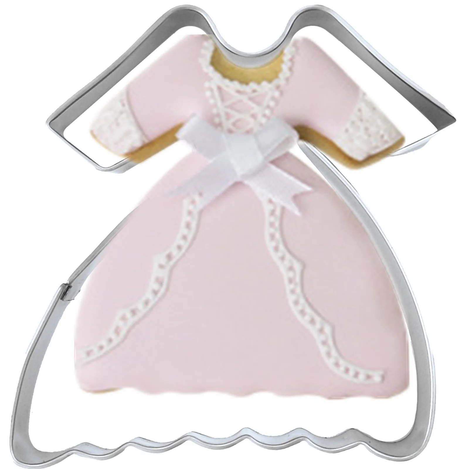 1 pc of 11.5 cm Large Size Stainless Steel Court Princess Dress Shaped Cookie Cutter Wedding Dress Fondant Cutter