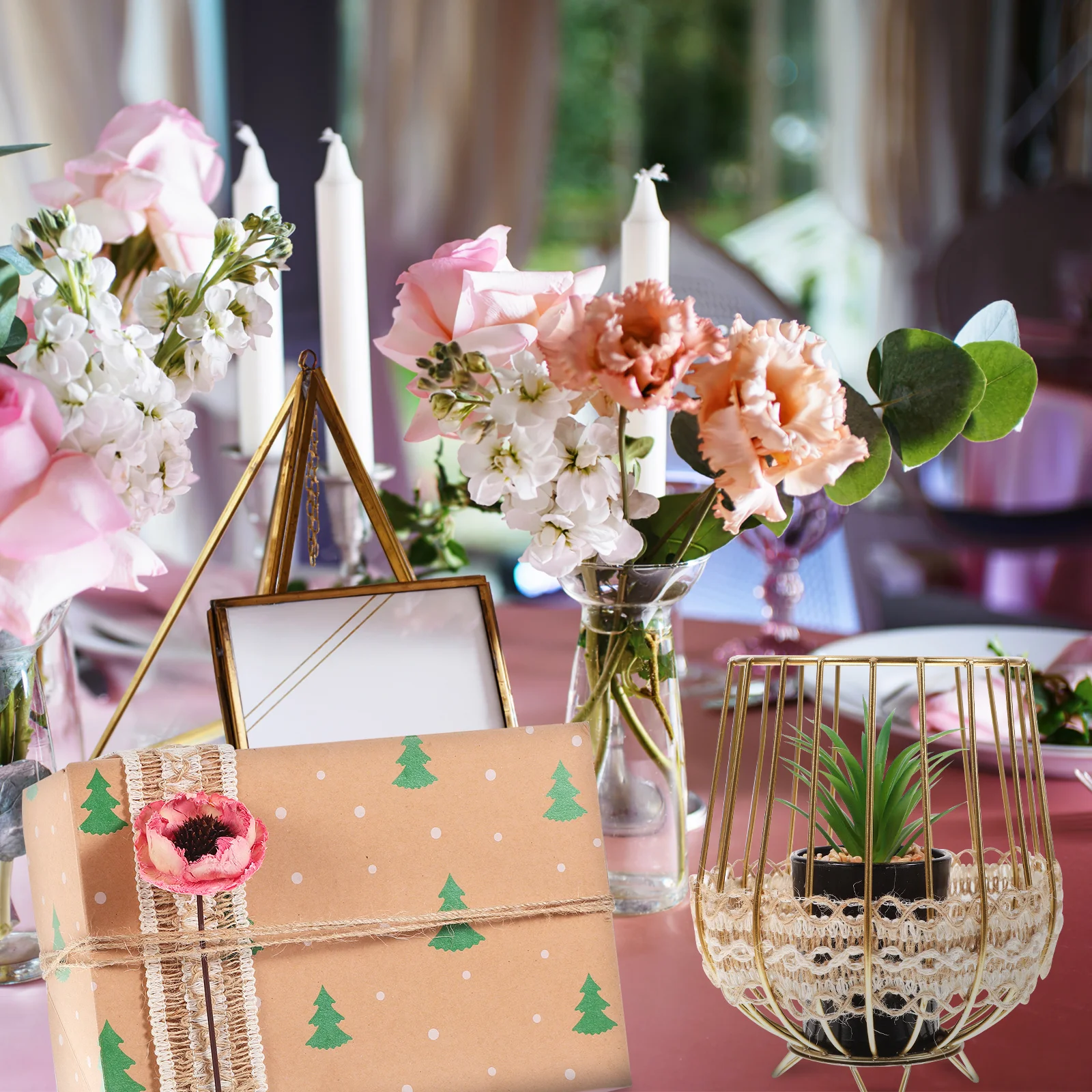 

6 Rolls Vintage Linen Burlap Lace Ribbon Natural Rustic Ribbon for DIY Crafts Wedding Invitations Flower Arrangements